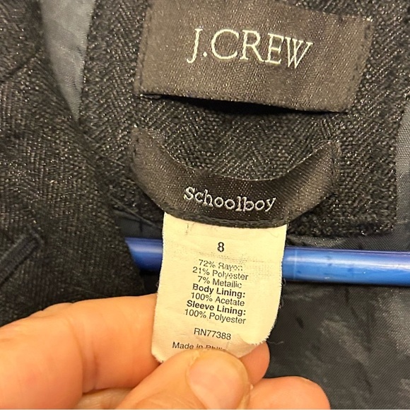 J. Crew black denim schoolboy 87 Regent Blazer Button Pockets size 8 - Picture 2 of 9